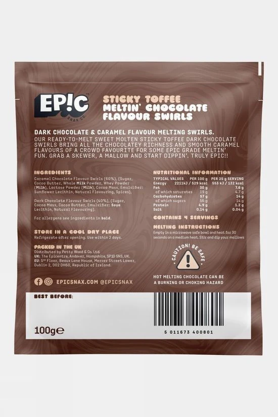 Epic Dipping Chocolate Sticky Toffee Melting Flavour Swirls 100g 4 Epic Dipping Chocolate Sticky Toffee Melting Flavour Swirls 100g - Image 2